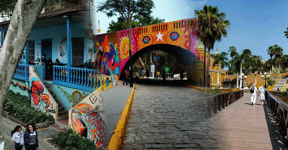 Qué visitar en Lima: lo mejor de la ciudad 6 que visitar en lima en el distrito de Barranco, bajada de los baños, arte y el puente de los suspiros