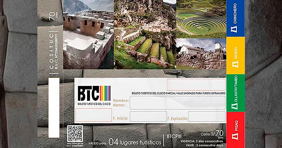 Boleto parcial para visitar algunos de los sitios arqueologicos de cusco