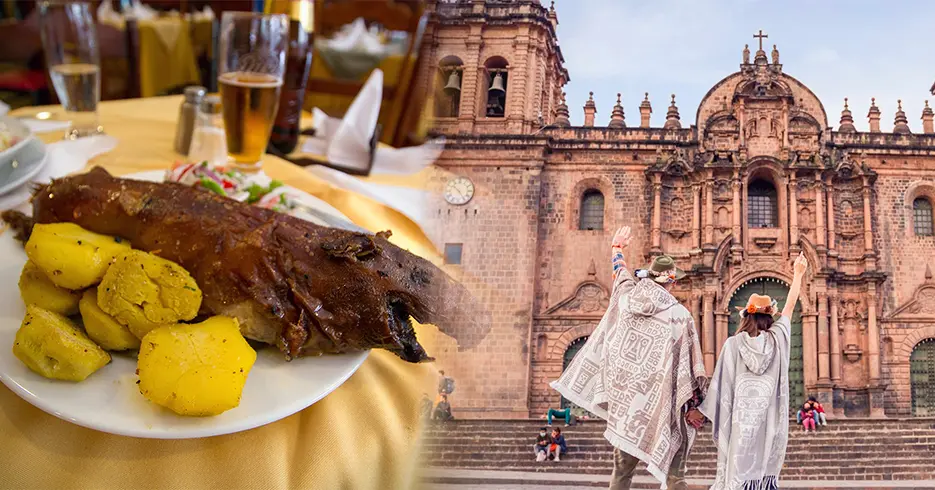 cuy chactado y la vista de la catedral