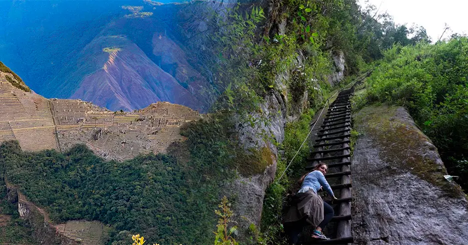montaña putucusi y vista de machu picchu